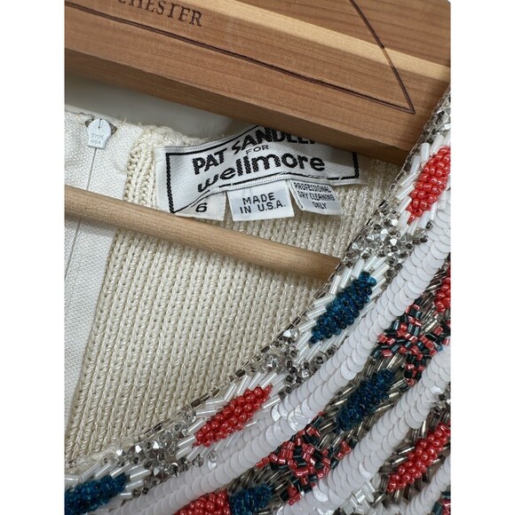 Vintage 1960's Pat Sandler Knitted Dress Pearl Embellished Dress Small - Picture 4 of 9